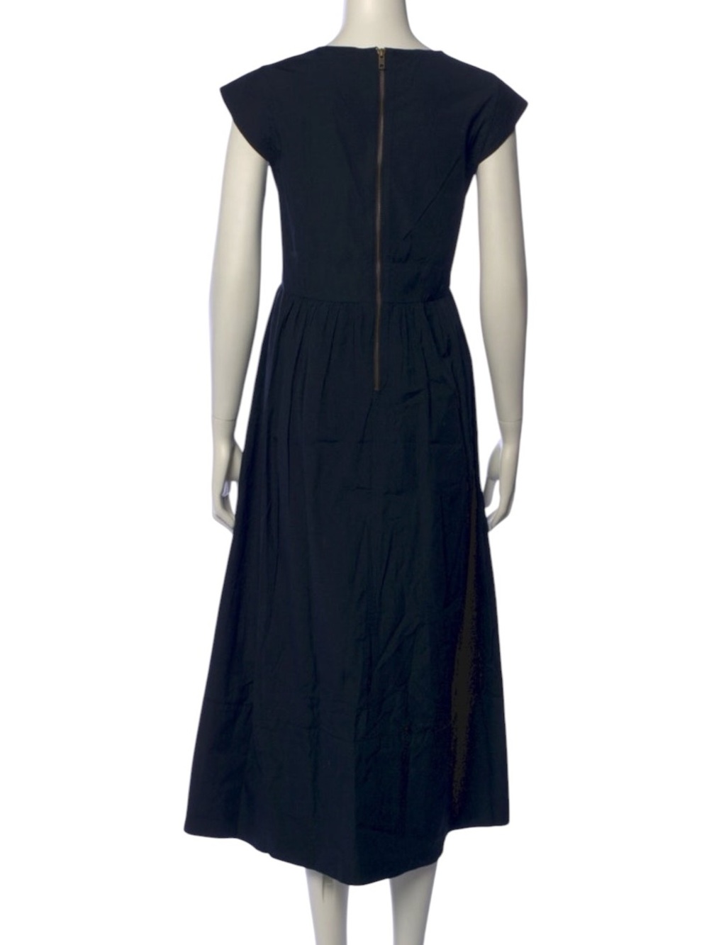 THE GREAT. Black Cotton Sleeveless Midi Dress Drop Waist Pockets NWT Size 2/Med - Picture 4 of 6